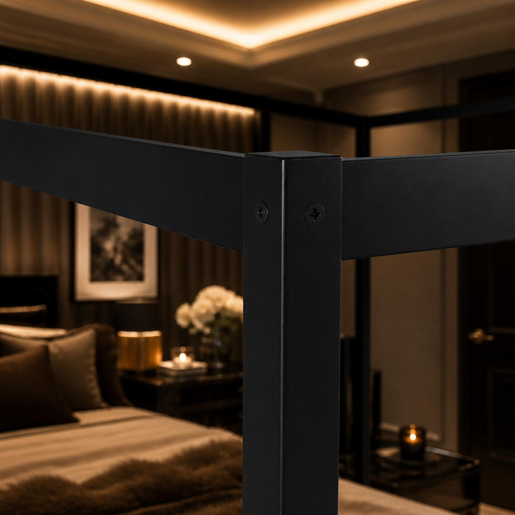 Solid Wood Black Bed Frame — lifestyle image 4