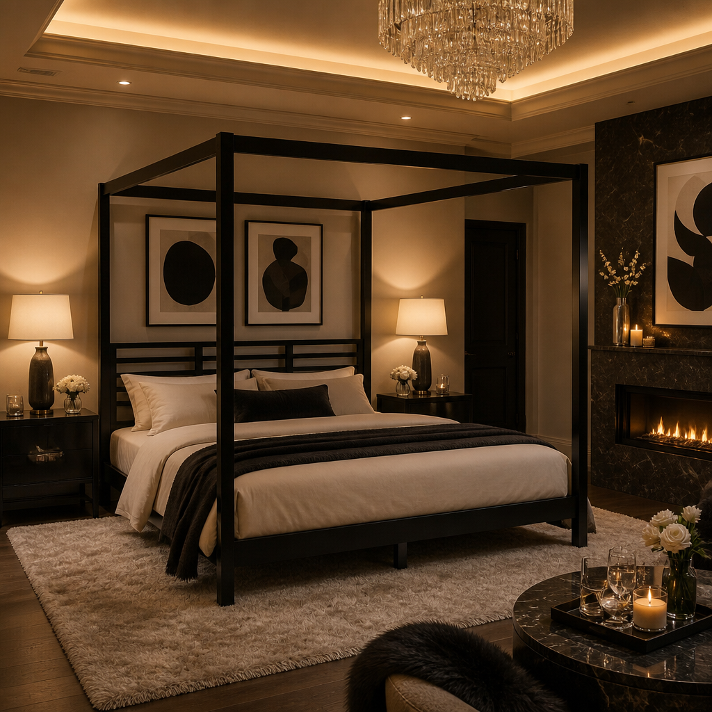 Solid Wood Black Bed Frame — lifestyle image 6