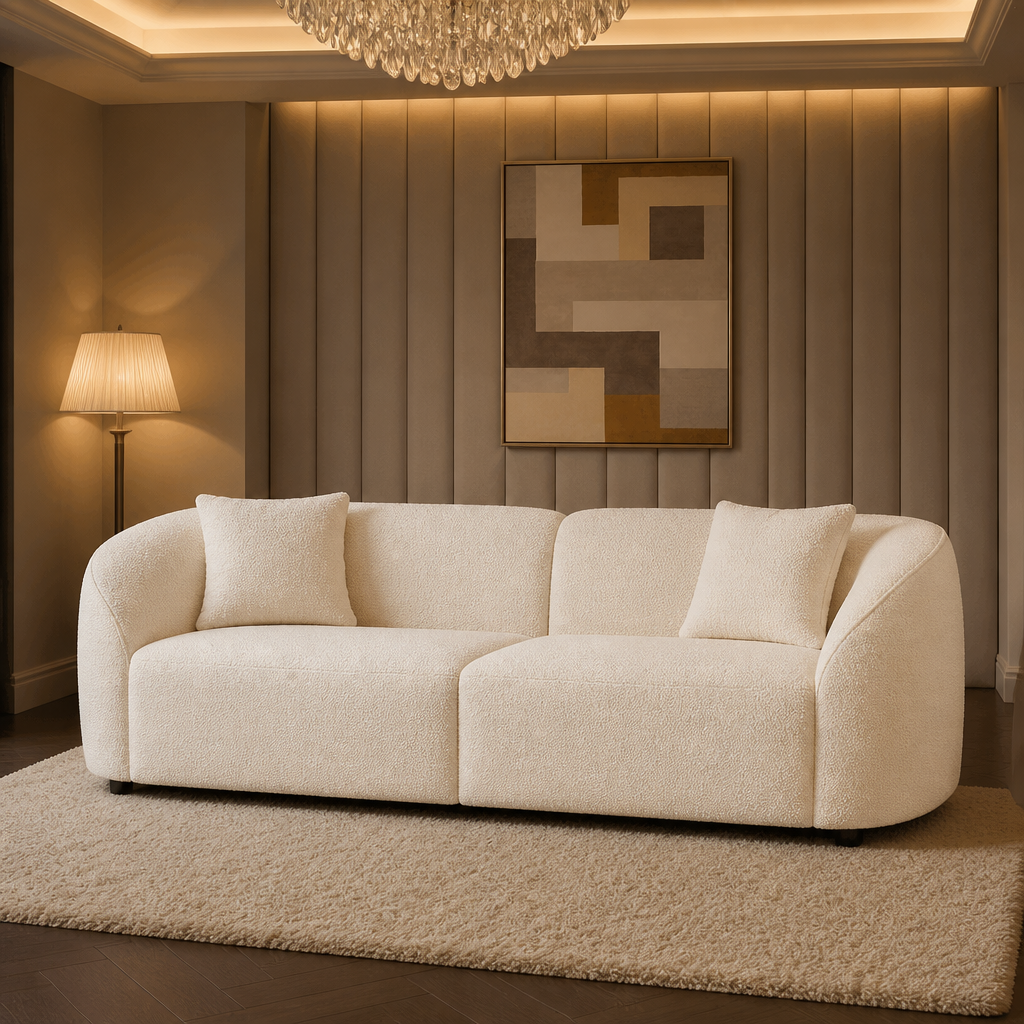 Traditional Boucle Sofa lifestyle view 1