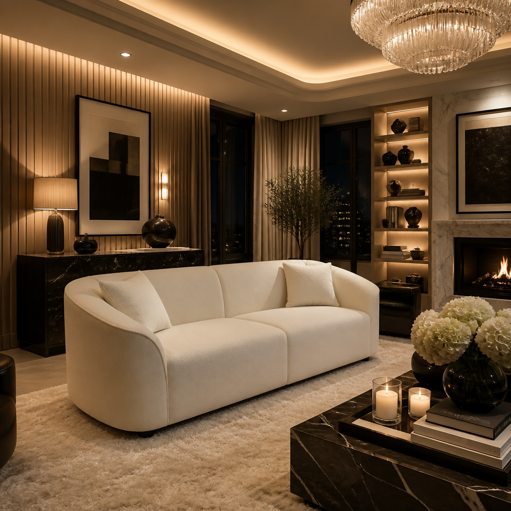 Traditional Boucle Sofa lifestyle view 3