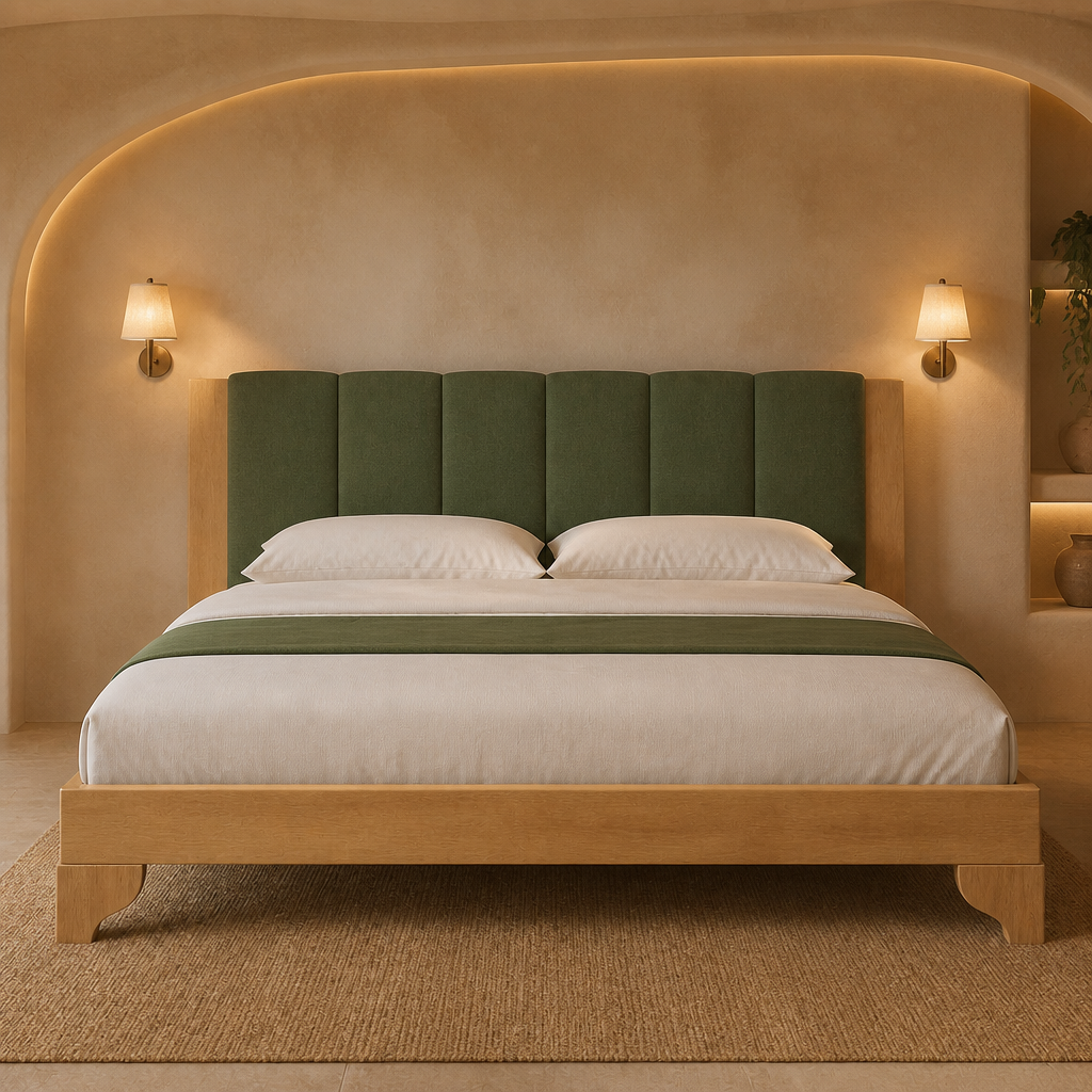 Size Mid-Century Solid Wood Bed Frame hero image 1