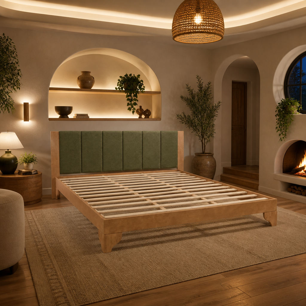Size Mid-Century Solid Wood Bed Frame lifestyle image 5