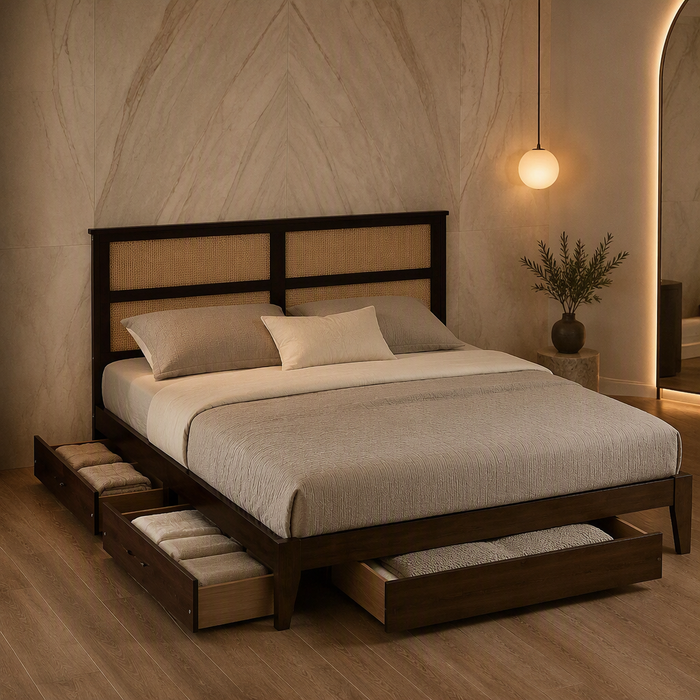 Size Modern Rattan Bed Frame hero image 1