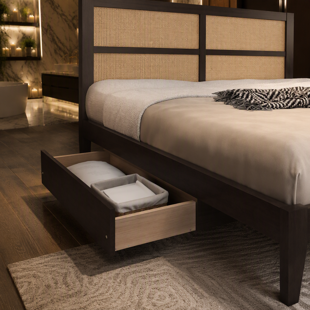 Size Modern Rattan Bed Frame lifestyle image 4
