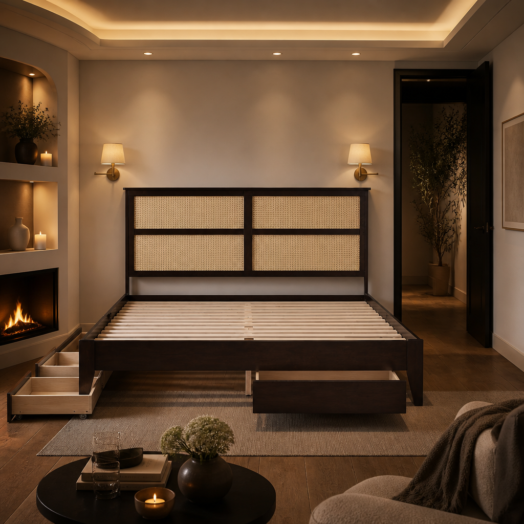 Size Modern Rattan Bed Frame lifestyle image 5