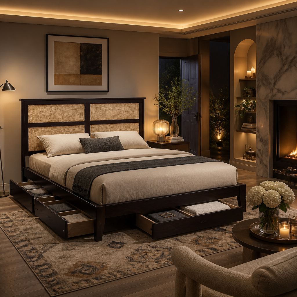 Size Modern Rattan Bed Frame lifestyle image 6