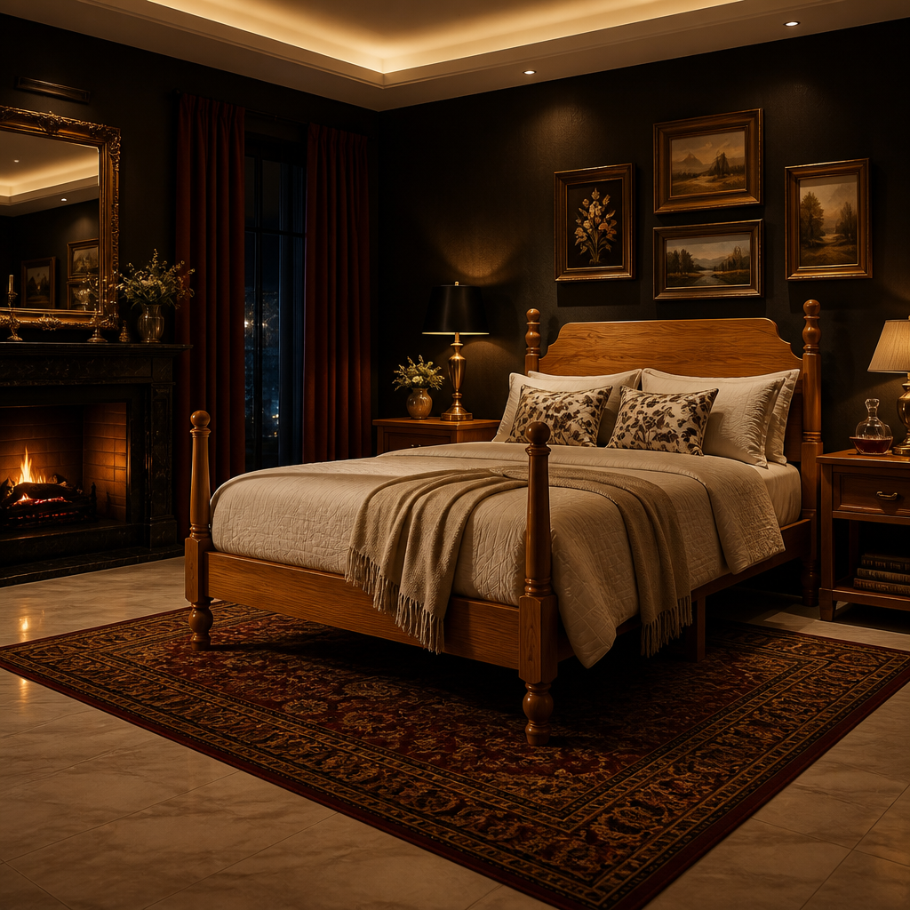 Spindle Vintage Walnut Bed Frame — lifestyle image 2
