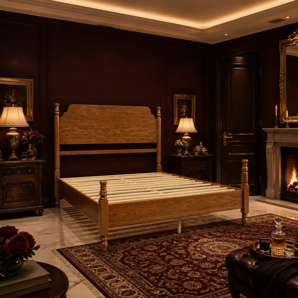 Spindle Vintage Walnut Bed Frame — lifestyle image 3