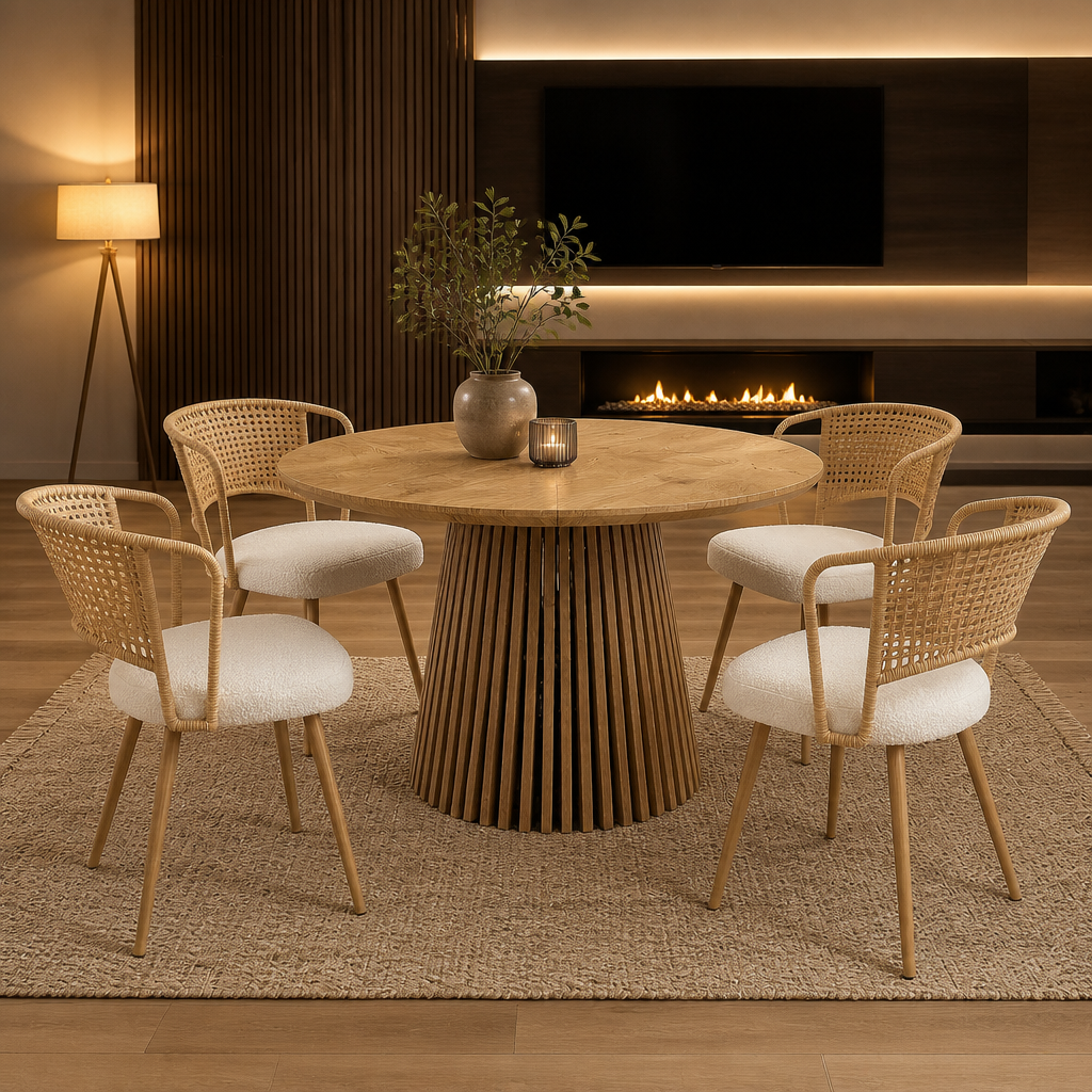 Wicker Farmhouse Rattan Dining Chair — lifestyle image 1