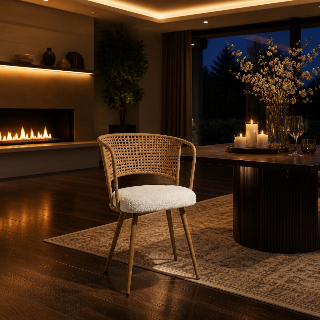 Wicker Farmhouse Rattan Dining Chair — lifestyle image 5