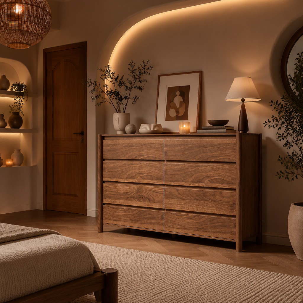 Wide Mid-Century Walnut Dresser — lifestyle image 6