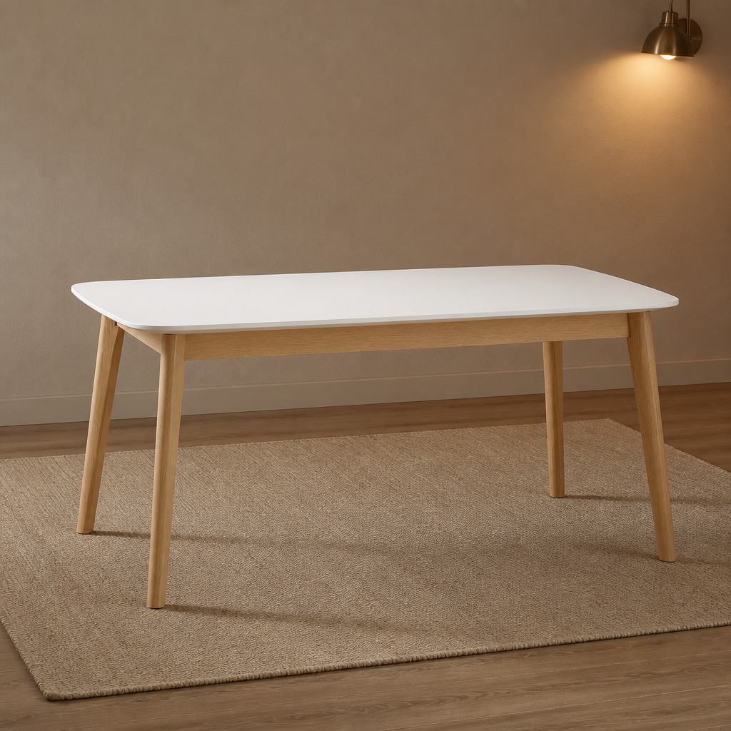 White Farmhouse Solid Wood Dining Table lifestyle image 1