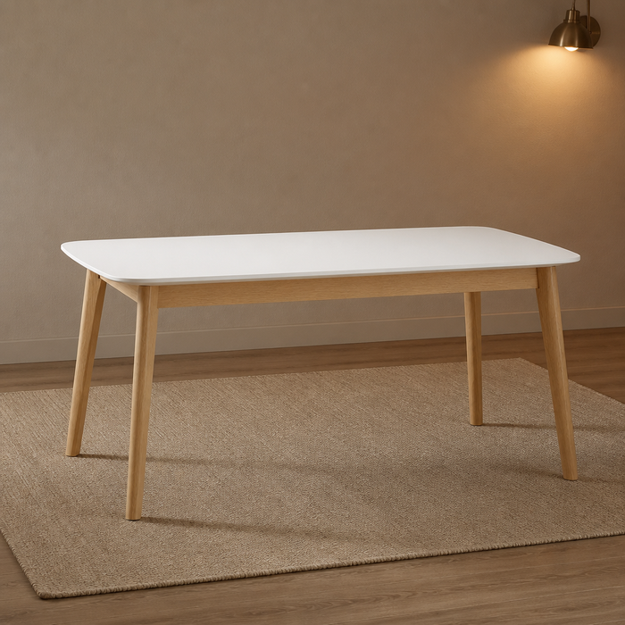 White Farmhouse Solid Wood Dining Table lifestyle image 1