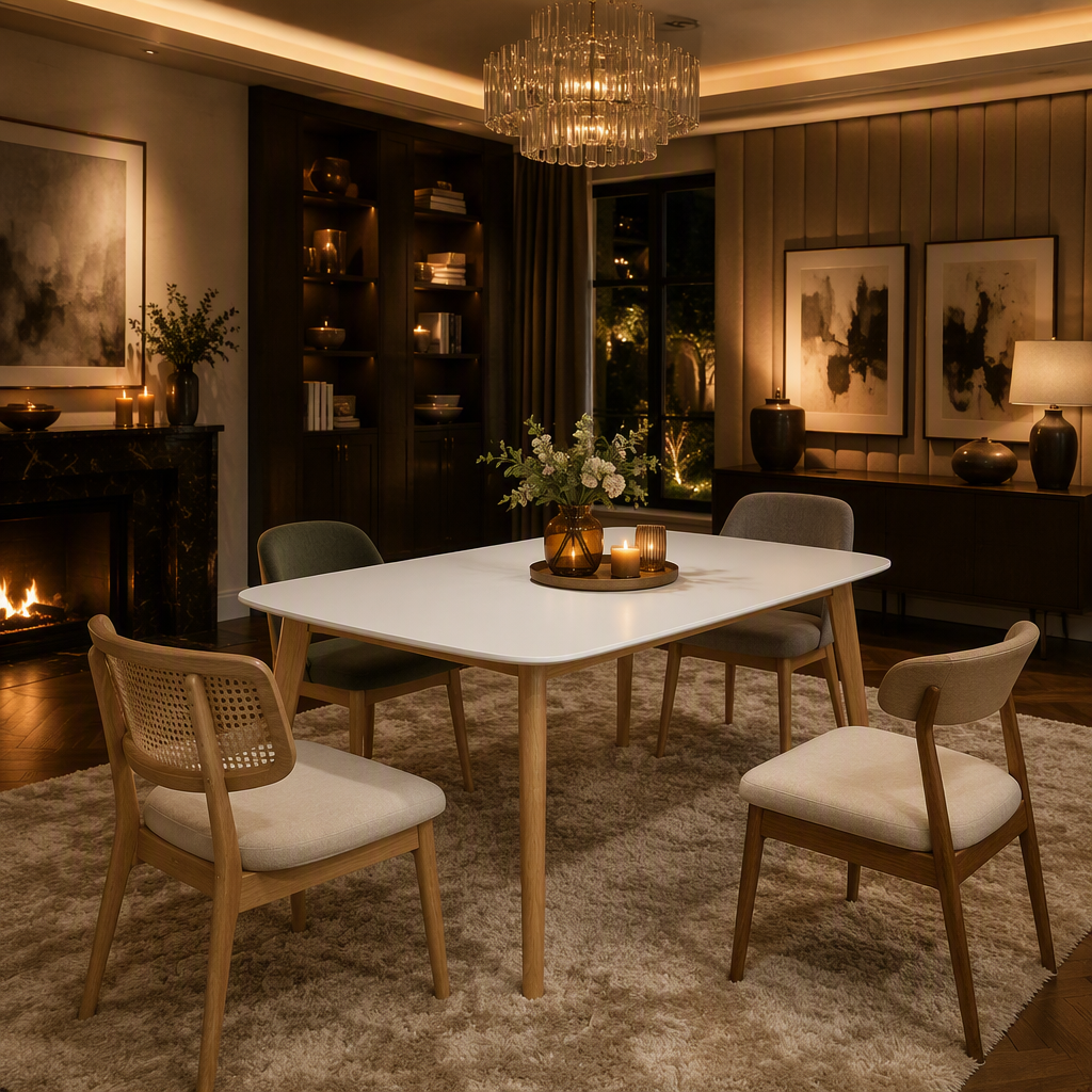 White Farmhouse Solid Wood Dining Table lifestyle image 3