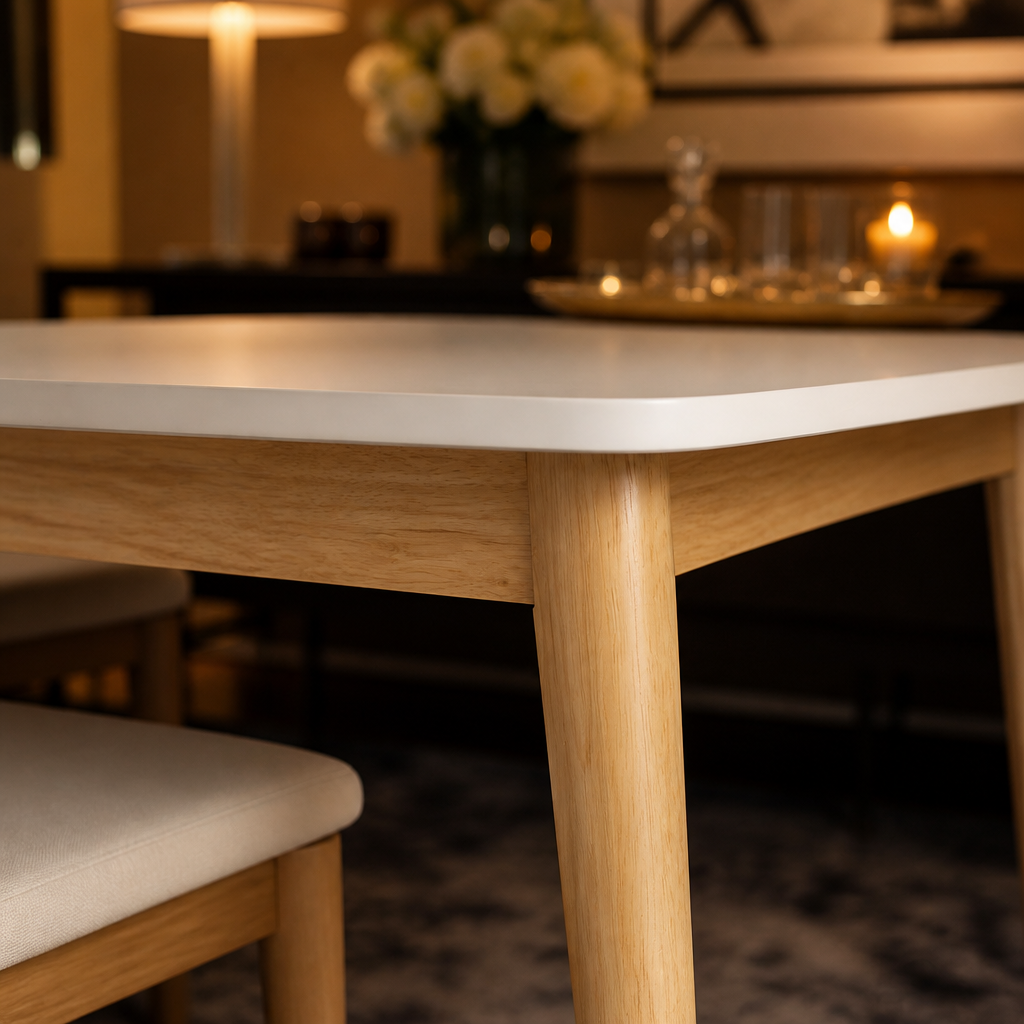 White Farmhouse Solid Wood Dining Table lifestyle image 5
