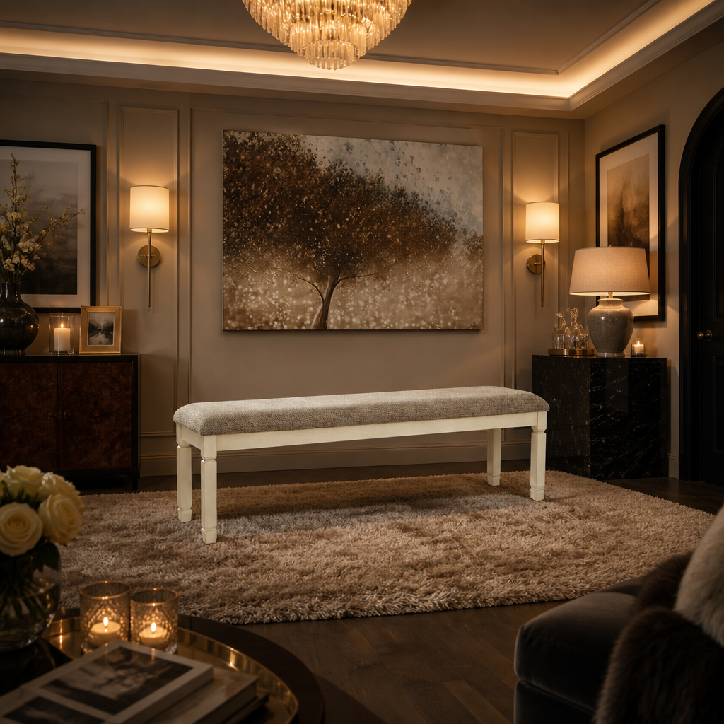 Signature Farmhouse Wood Bench — lifestyle image 2