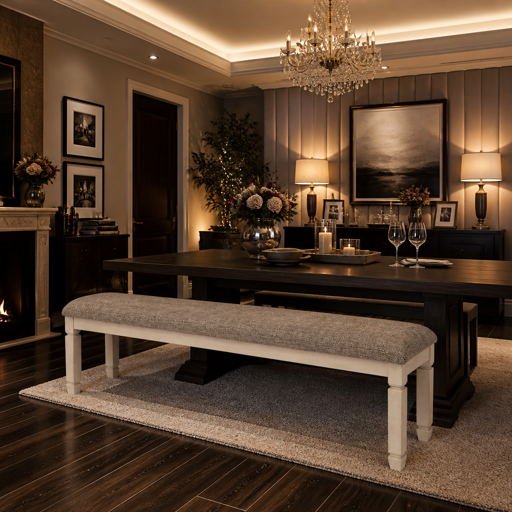 Signature Farmhouse Wood Bench — lifestyle image 4