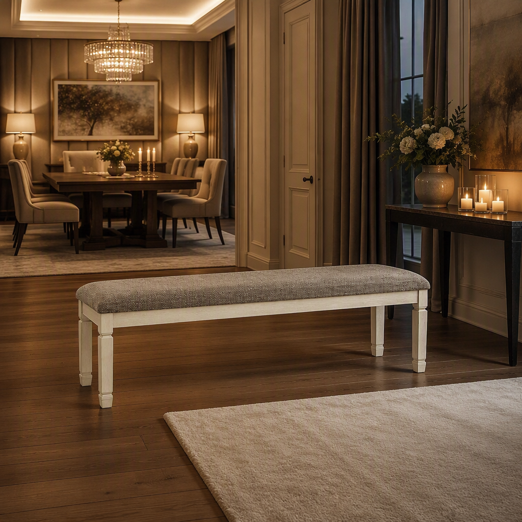 Signature Farmhouse Wood Bench — lifestyle image 5