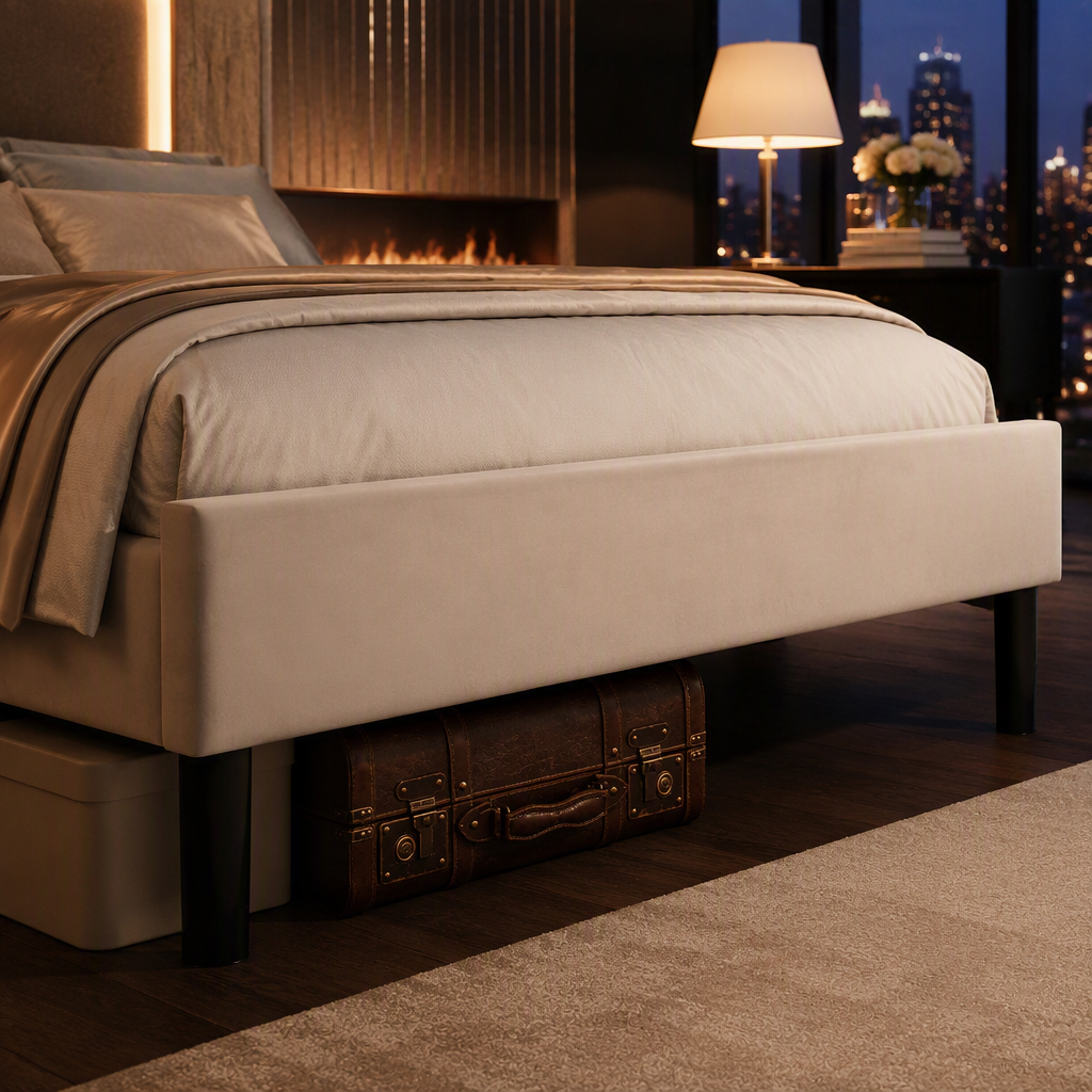 Velvet Beige Bed Frame — Oak & Hour lifestyle image 3