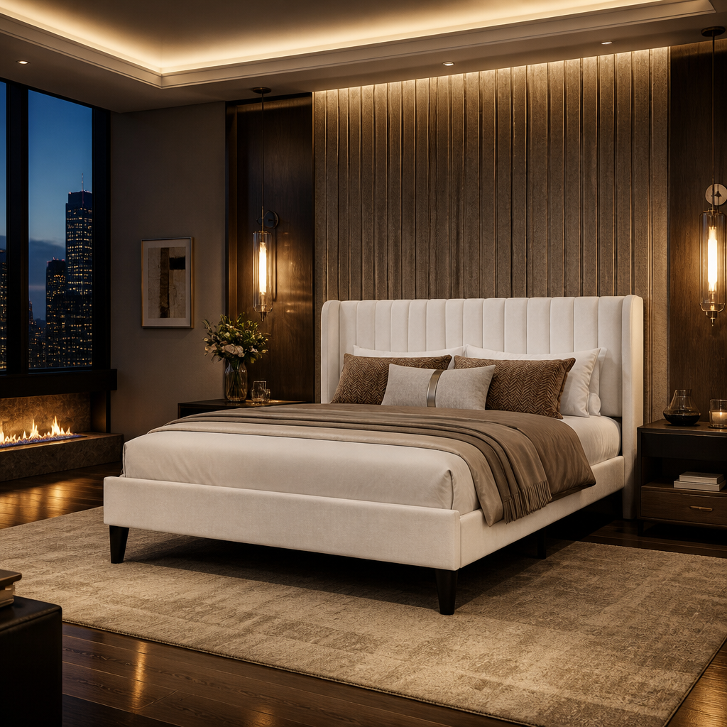 Velvet Beige Bed Frame — Oak & Hour lifestyle image 5