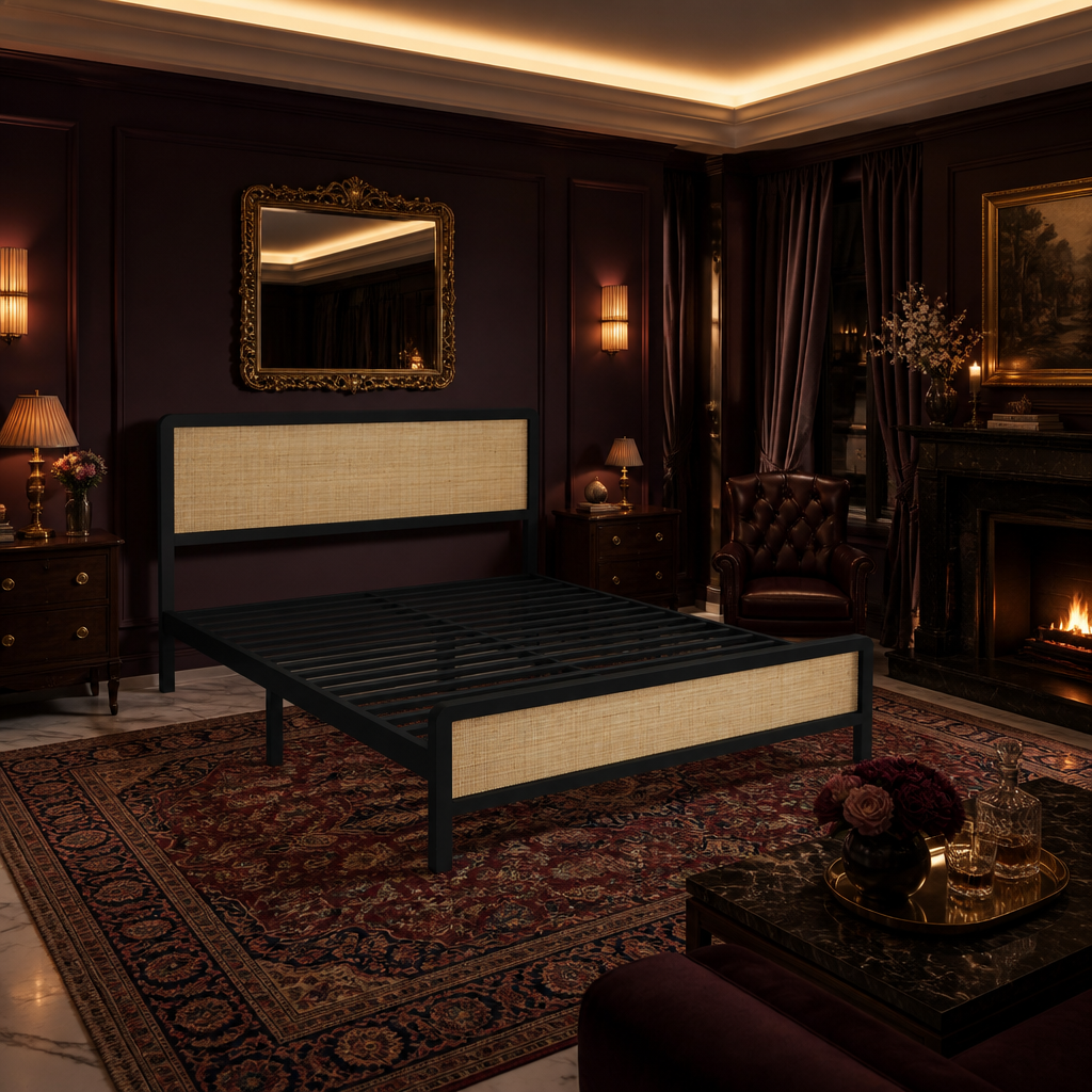 Rattan Black Bed Frame lifestyle image 6