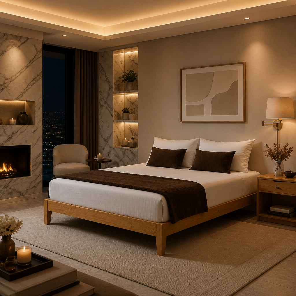 Woodmere Mid-Century Solid Wood Bed Frame — Oak & Hour lifestyle image 6