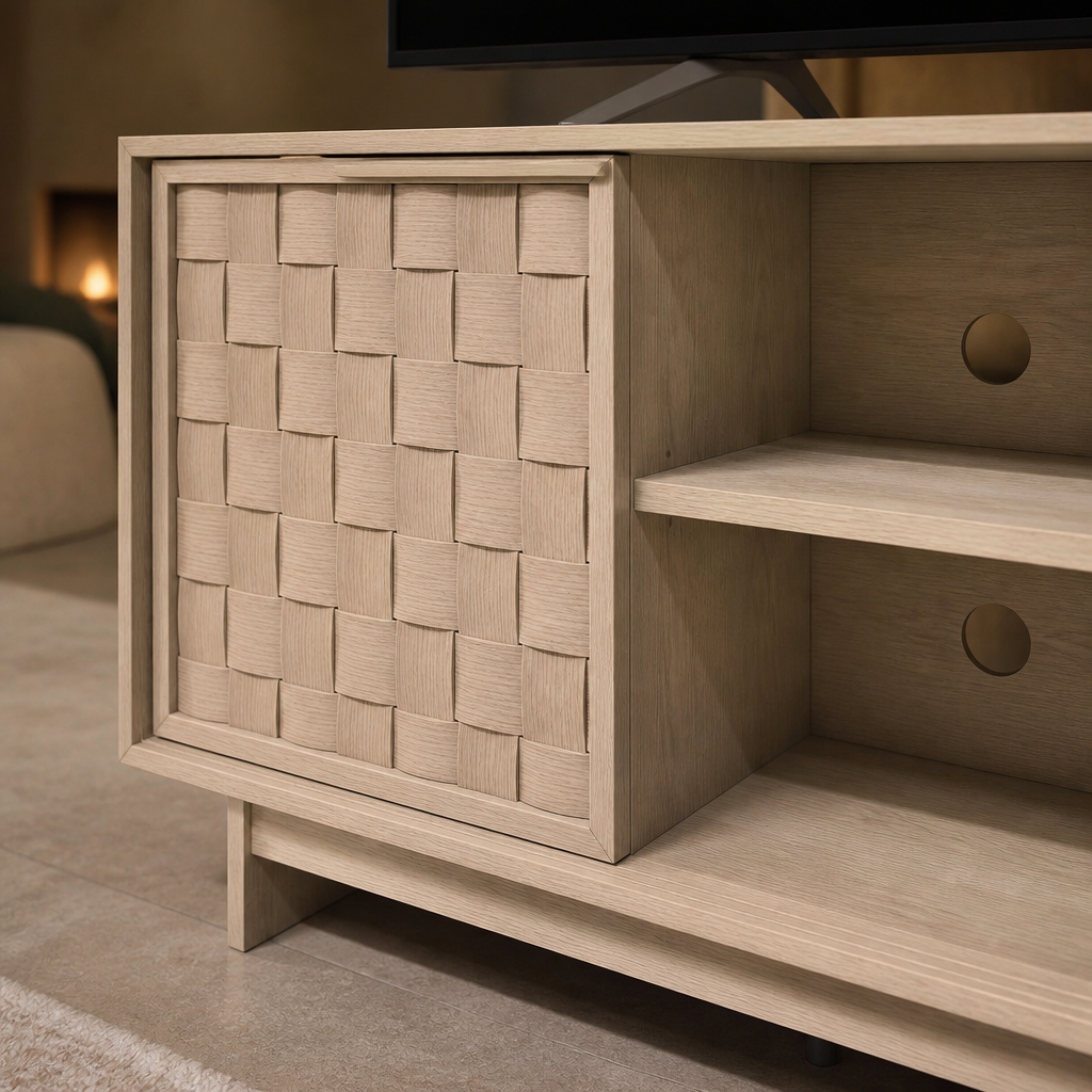Sunwashed Scandinavian Wood TV Stand lifestyle view 5