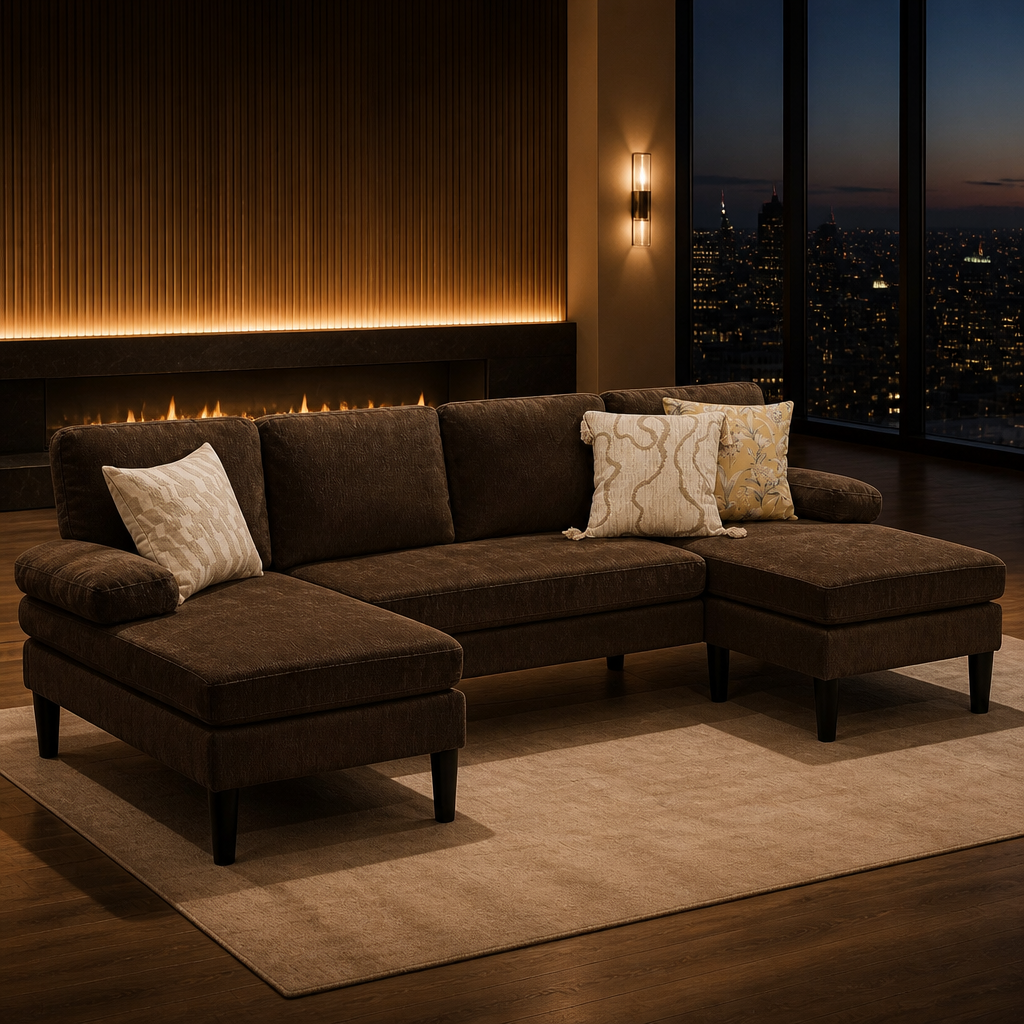 U-Shaped Fabric Sectional Sofa lifestyle image 1
