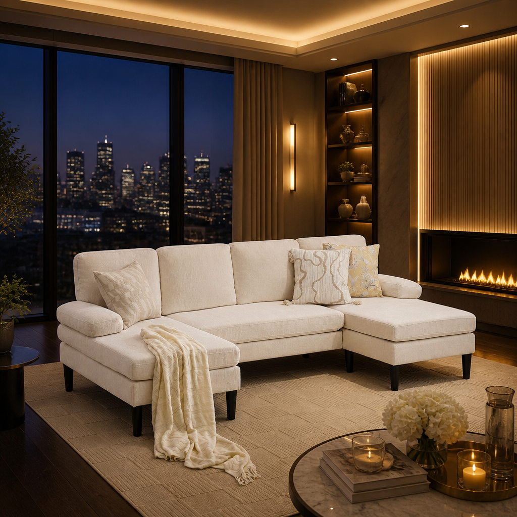 U-Shaped Fabric Sectional Sofa lifestyle image 7