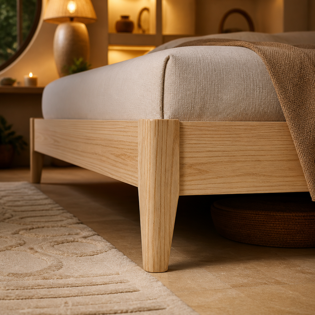 Solid Wood Natural Bed Frame — lifestyle image 3