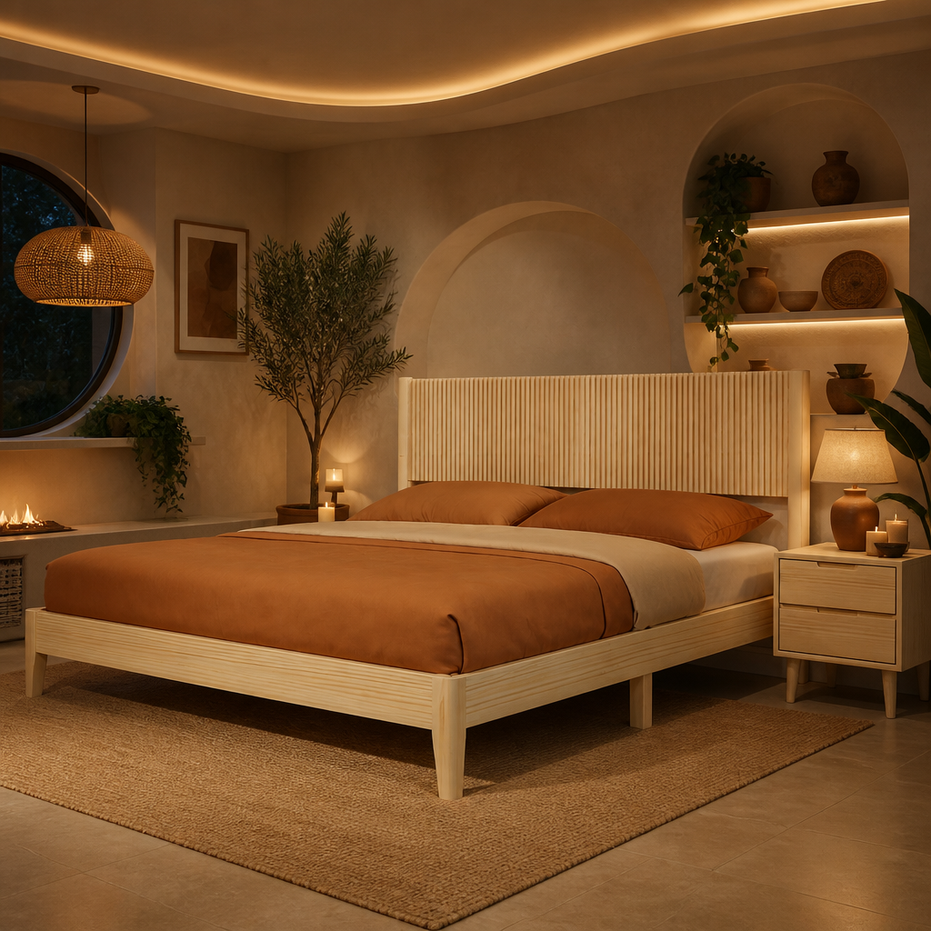 Solid Wood Natural Bed Frame — lifestyle image 6