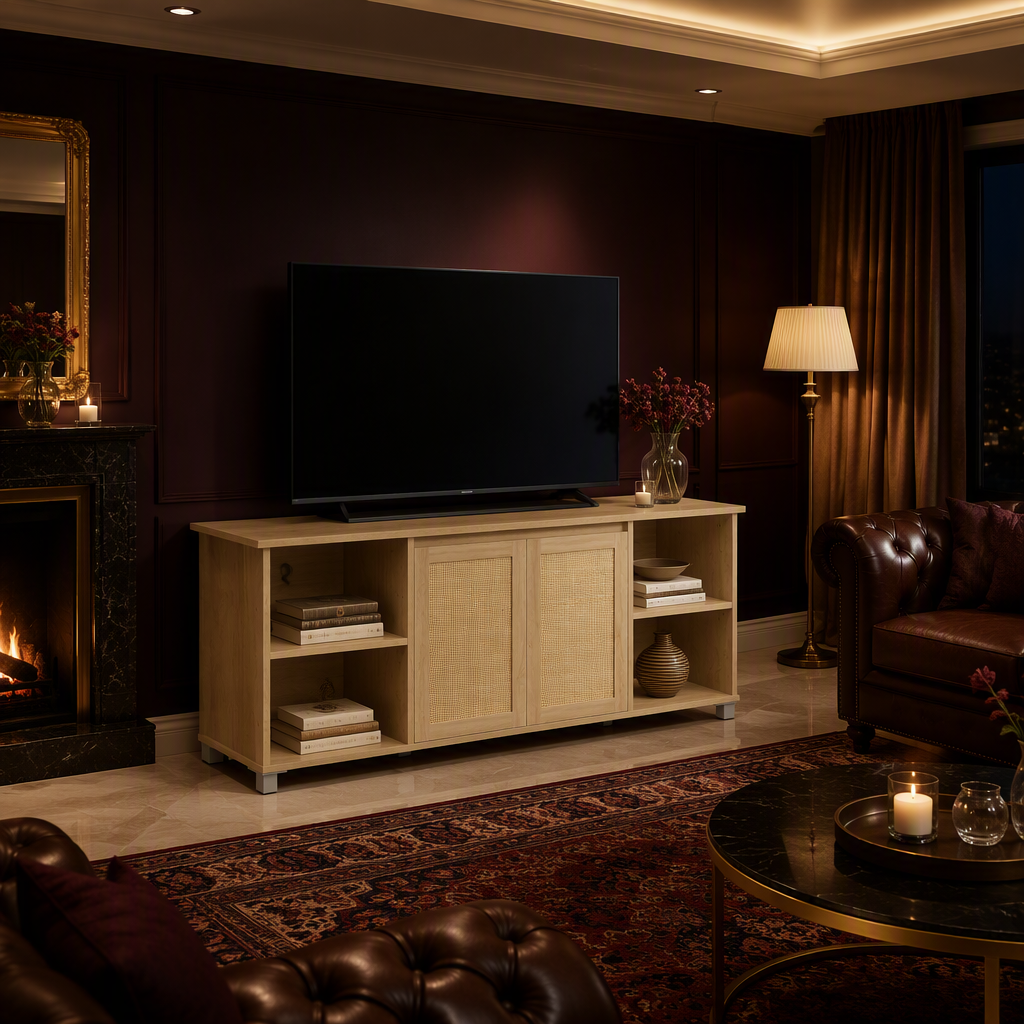 Rattan Natural TV Stand — lifestyle image 3