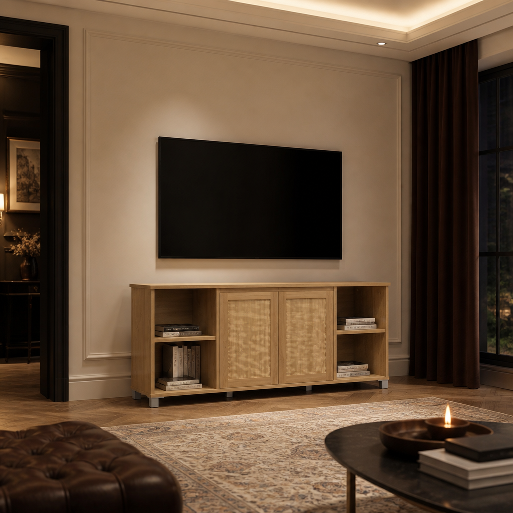 Rattan Natural TV Stand — lifestyle image 4