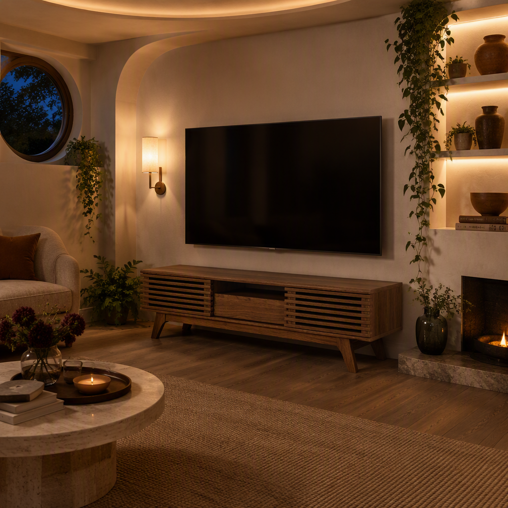 Render Walnut TV Stand — lifestyle image 2