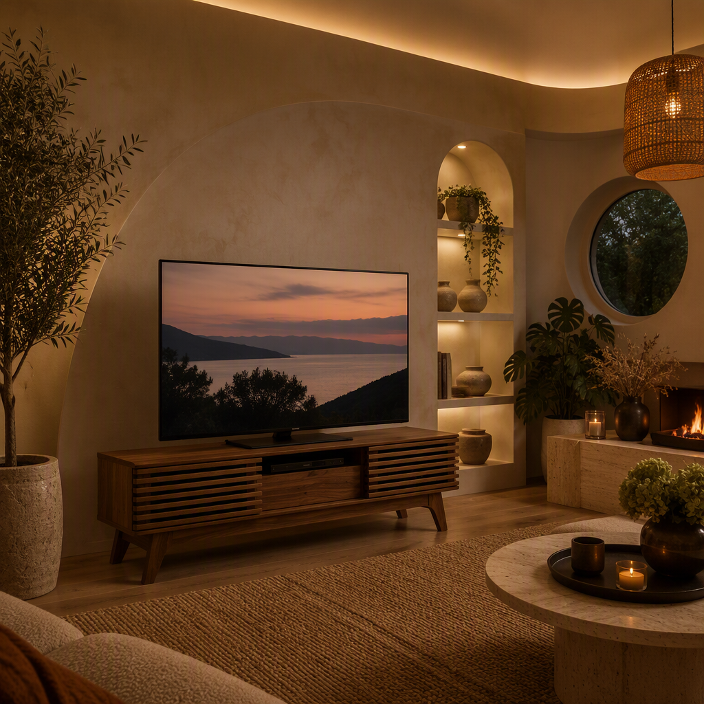 Render Walnut TV Stand — lifestyle image 3