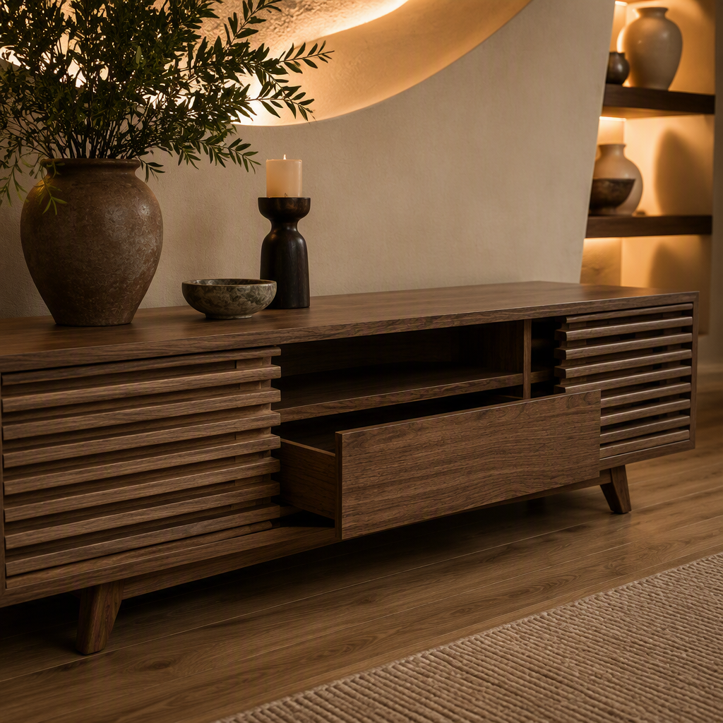 Render Walnut TV Stand — lifestyle image 4