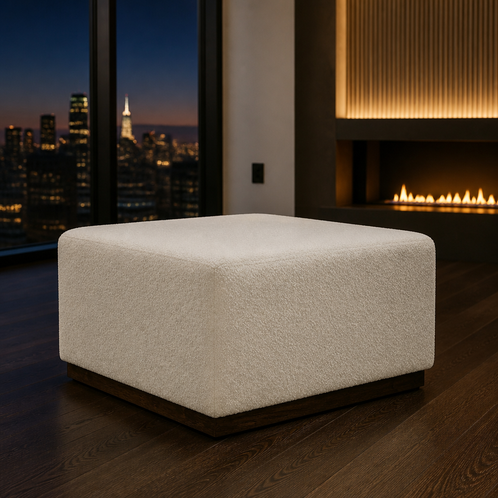 Square Boucle Ottoman lifestyle view 1