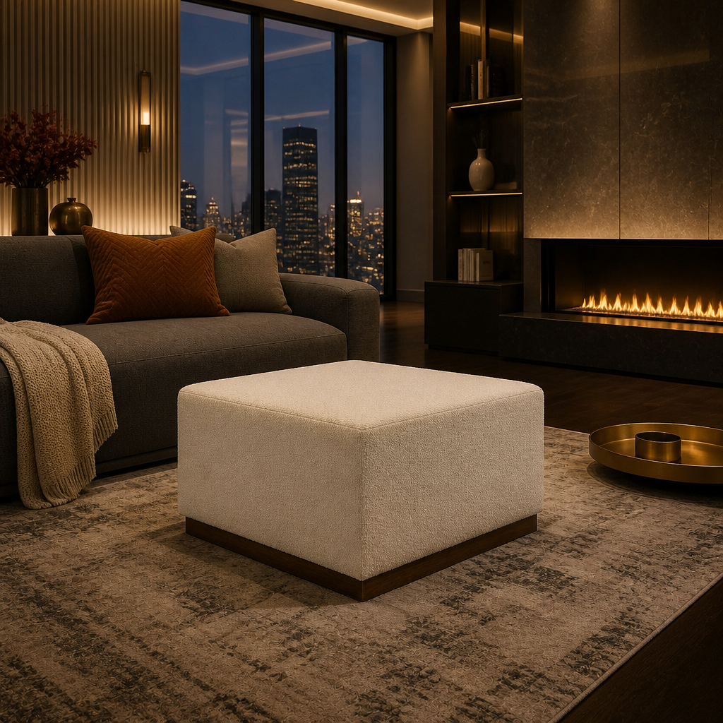 Square Boucle Ottoman lifestyle view 2