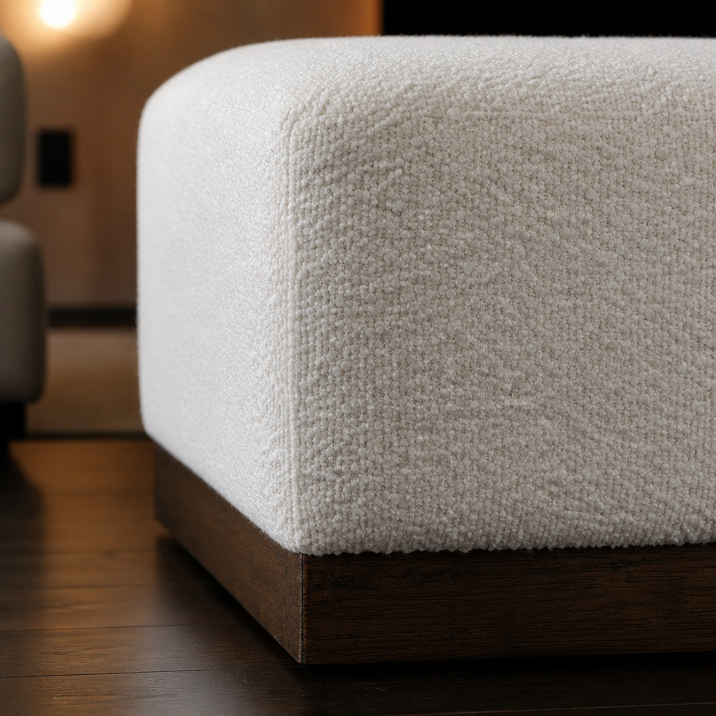 Square Boucle Ottoman lifestyle view 4