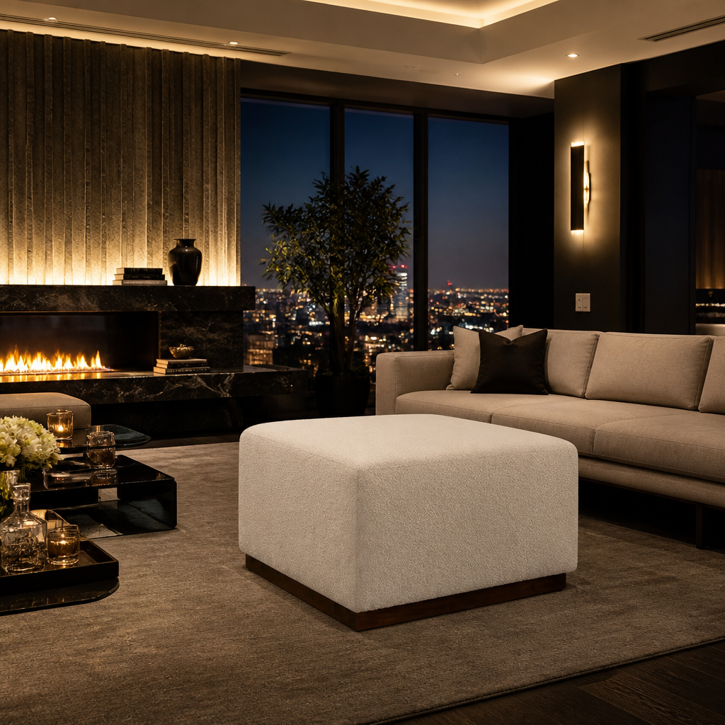 Square Boucle Ottoman lifestyle view 6