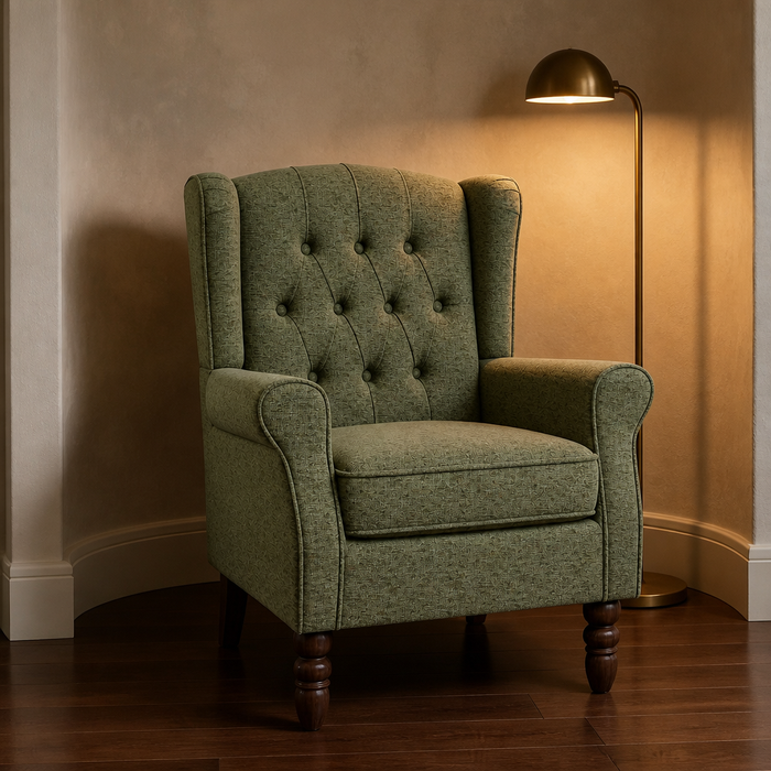 Wingback Solid Wood Accent Chair — Oak & Hour lifestyle image 1