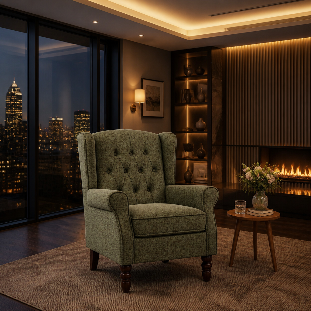 Wingback Solid Wood Accent Chair — Oak & Hour lifestyle image 6