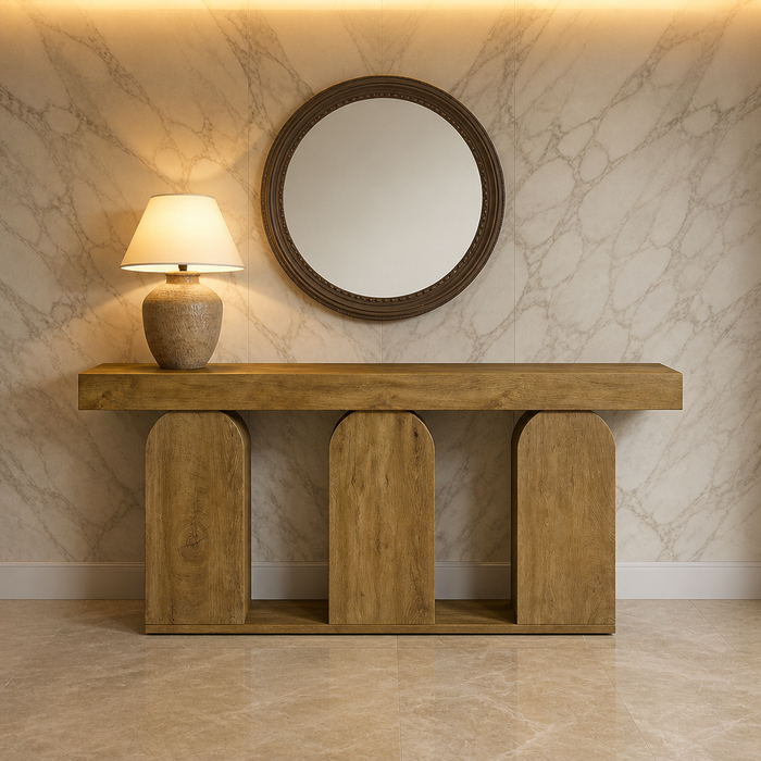 Wood Farmhouse Brown Console Table lifestyle image 1