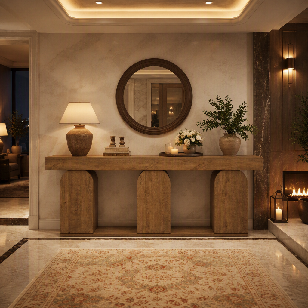 Wood Farmhouse Brown Console Table lifestyle image 6