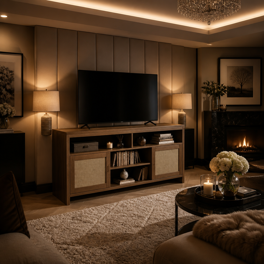Rattan Farmhouse TV Stand lifestyle view 2
