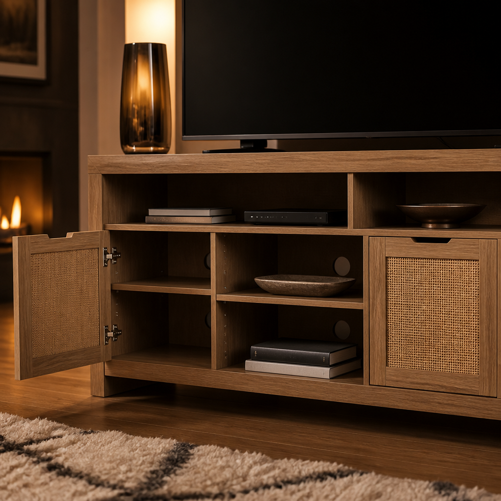 Rattan Farmhouse TV Stand lifestyle view 4