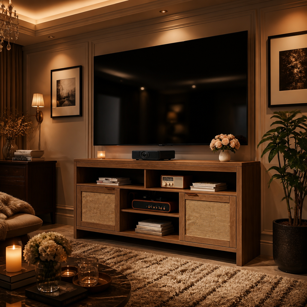 Rattan Farmhouse TV Stand lifestyle view 5