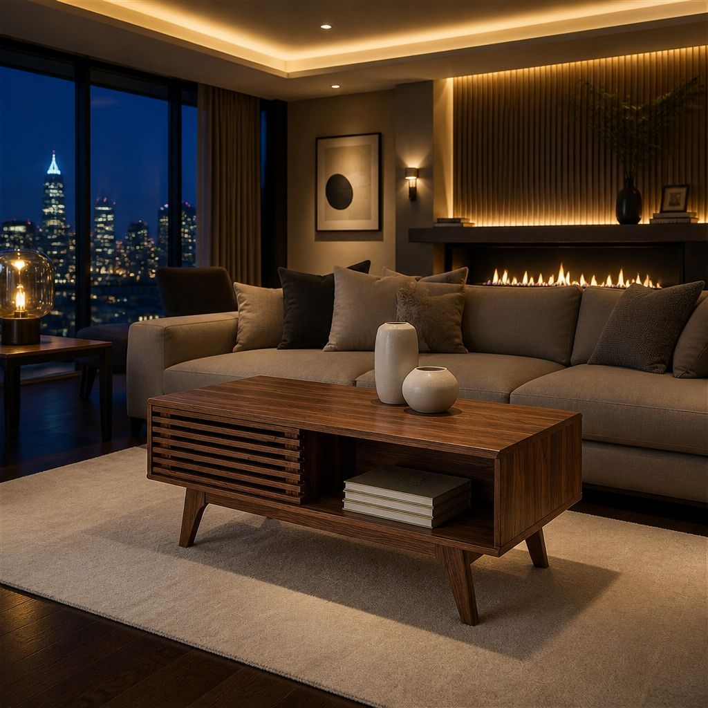 Render Walnut Coffee Table — lifestyle image 2