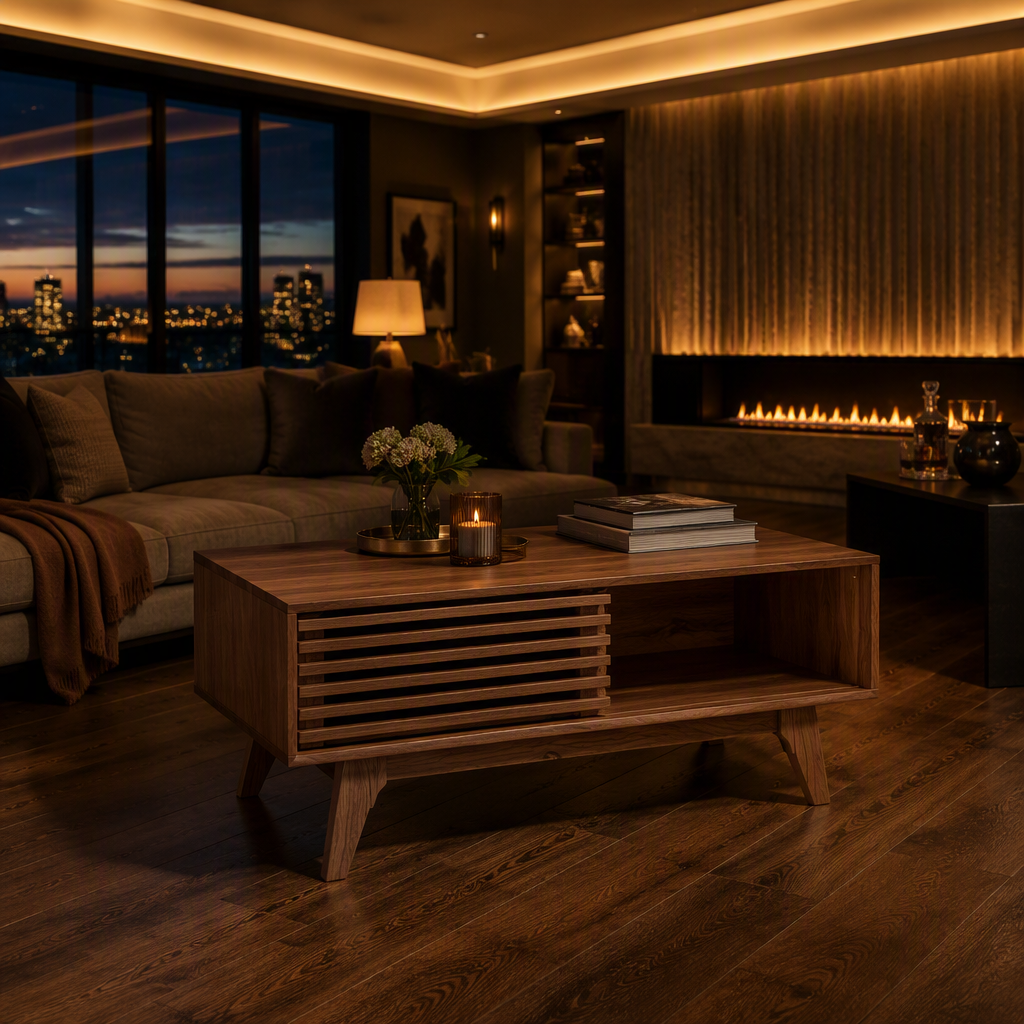 Render Walnut Coffee Table — lifestyle image 3