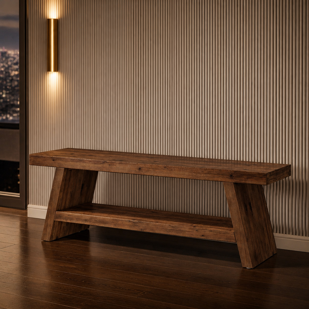 Tribesigns Farmhouse Solid Wood Bench lifestyle image 1